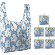 Animal Reusable Grocery Shopping Bags Durable Lightweight Ripstop Nylon Fabric